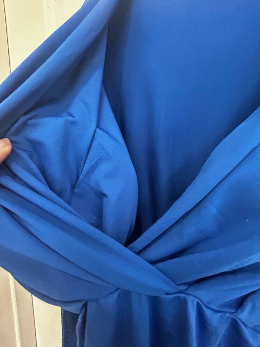 Deep Blue Draped Long-Sleeve Bodysuit - Picture 4 of 4